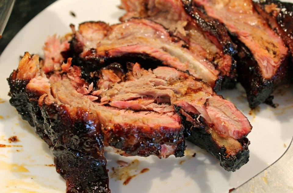 Pork ribs fresh off the smoker
